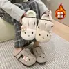 Pantuflas de Algodón para Casa de Suela Gruesa para Mujer, Cálidas, de Punta Cerrada, Pantuflas Esponjosas, Corazón Femenino, Conejito Pequeño de Interior, 2026, Beige, Blanco