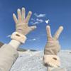 Guantes de invierno para mujer, bonitos guantes de ciclismo de invierno, cálidos y de terciopelo grueso, guantes de ciclismo de cachemira para mujer con pantalla táctil.