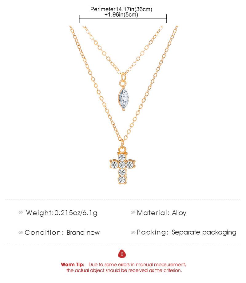 双层十字架水滴锆石项链
