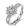 Anel de Diamante Moissanita Feminino Estilo Coreano Elegante Diamante Completo Anel Quatro Garras ins Anel Diamante Envolvente Presente de Noivado Acessórios