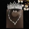 Conjunto de três peças para noiva: coroa, colar e brincos. Acessórios de cabelo para casamento. Acessórios de casamento. Coroa estilo coreano.
