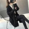Moda coreana 2023 Otoño e Invierno Nuevo suéter de cuello en V de color sólido Chaqueta de manga larga para mujer Suéter de punto suelto Cárdigan de longitud media