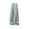 Jeans Anchos Vintage Lavados Desgastados para Hombre, Pantalones Sueltos Tipo Papá, Pantalones Casuales Punk Deshilachados de Largo Completo, Moda Urbana