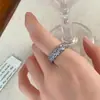 Anel Personalizado Criativo Minimalista de Alto Padrão, Anel Minimalista Transfronteiriço Europeu e Americano Cravejado com Diamantes, Joias com Design Minimalista de Luxo Discreto