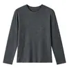 Camisa de Punto de Manga Larga de Tencel Acetato Lino para Mujer, Nueva Camisa Básica de Corte Holgado para Principios de Otoño, Top Versátil de Color Sólido con Cuello Redondo