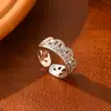 Nuevo Anillo de Nariz de Cerdo con Microincrustaciones Estilo Francés para Mujer, Anillo Abierto de Moda y de Alta Gama con Diseño de Nicho de Circonita Completa, Anillo Versátil