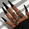 Anéis Europeus e Americanos de Venda Quente Transfronteiriça Conjunto de Anéis Crânio Escuro Aranha Anel Retrô Joias Estilo Punk Acessórios de Joias Novo