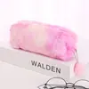Estojo Criativo com Cor Gradiente para Meninas, Estojo de Pelúcia Octogonal Fofo, Papelaria Doce Simples, Coração Feminino Aprendendo