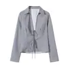 Ins Transfronterizo Europeo y Americano 2026 Nueva Moda Elegante Amazon Ropa para Mujer al por Mayor Camisa de Manga Larga Cuello Camisero Top con Lazos