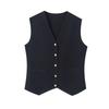 Top Colete Tricotado com Fivela de Metal para Mulheres, Novo Estilo Outono, Adequado para Camadas, Novo Estilo Chinês, Fibra Acrílica