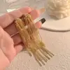 Novos Brincos Elegantes de Franja Super Longa com Contas Moda Emagrecedora Corrente de Luxo Leve High-end para Mulheres