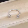 Accesorios DIY Joyería de Perlas Anillo Retorcido de Doble Perla de Plata S925 Soporte Vacío para Anillo Abierto de 8-9mm A6032