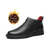 Botines Chelsea para Hombre de Invierno de Terciopelo Cálidos Botines Cortos Zapatos de Cuero de Caña Alta Estilo Británico Botas de Media Caña para Hombre