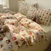 Juego de ropa de cama de Clase A de cuatro piezas, algodón puro, nuevo modelo 2026, funda de edredón individual de gasa de doble capa, sábana bajera, juego de tres piezas para dormitorio de estudiante 4