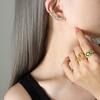 Pendientes de clip con incrustaciones de circonita y hebilla de cuatro garras con diseño de nicho a la moda que no se decoloran, joyería de moda coreana