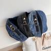 Chapéu de pescador jeans feminino estilo coreano lavado aba macia antiga rosto-olhando pequeno boné de pico moderno simples dobrável chapéu equestre