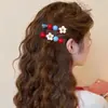 Novedad 2026 Pinza para el Cabello con Perlas y Flores en Contraste Azul y Rojo para Mujer, Pinza Lateral Estilo Coreano, Accesorio para el Cabello de Pinza para Flequillo de Alta Gama