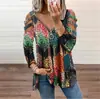 2021 Europeu e Americano transfronteiriço desejo comércio exterior outono e inverno feminino zíper moletom estampado manga longa solto camiseta feminina top