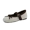 Zapatos Mary Jane peludos súper bonitos súper calientes con lazo francés 2026 Otoño/Invierno nuevo zapato peludo de una sola tira para mujer