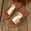Comercio exterior talla grande 2024 nuevo verano zapatillas de mujer, color liso, tejidas, simples para uso diario en la playa