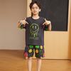 Pijamas de verano para niños, con dibujos animados, cuello redondo, manga corta, pantalones cortos, ropa de verano con aire acondicionado, ropa de hogar para niños pequeños y medianos.