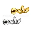 Tachuela tridimensional de titanio F136 con tres hojas en forma de marquesa, joyería para piercing de titanio aleación G23, tachuela para cabeza y labio