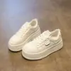 Zapatos Blancos de Suela Gruesa para Mujer, Zapatos de Mujer Más Vendidos 2026, Zapatos Super Populares que Aumentan la Altura, Tenis Casuales Versátiles de Piel Suave para Primavera y Otoño