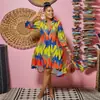 Estación Independiente de Amazon Transfronteriza Europea y Americana AliExpress Vestido Nuevo de Cuello de Camisa Holgado de Moda Estampado para Mujeres