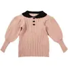 Roupas Infantis de Primavera 2024 Nova Coleção Primavera e Outono Tops Pulôver Personalizados Camisetas Básicas Moda Bebê Meninas Roupas Infantis de Tricô