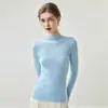 Suéter 100% caxemira pura, peça única sem costura feminina gola semi-alta, novo suéter slim fit de outono e inverno