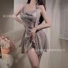 Color sólido colorido sexy moda elegante cintura delgada espalda descubierta halter vestido sexy lencería traje tirantes