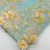 Tejido de Malla Bordado a Mano con Flores en Múltiples Colores, Serie de Colores Dopamina Tela para Vestidos y Bordado Hanfu