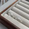 Anel de Casal de Prata Pura S999 Lava Anel Liso Simples Masculino e Feminino Design Côncavo Assimétrico Nicho Anel Aberto