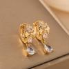 Brincos transfronteiriços micro-cravejados de zircônia cristal gota d'água brincos de temperamento da moda acessórios com senso de alta qualidade coreano brincos elegantes