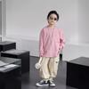 2024 Outono Infantil Novo Estilo Coreano Camiseta Infantil de Manga Longa Outono Bolso Bordado Cor Sólida Moletom Infantil