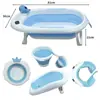 Conjunto de Banheira para Bebê Banheira Dobrável Grande Tamanho com Sensor de Temperatura Balde de Banho para Recém-Nascidos Banheira Doméstica para Sentar e Deitar
