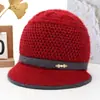 Sombreros para mujeres de mediana edad y mayores, otoño e invierno, para madres, forrados de polar, cálidos, sombreros de lana tejidos, para señoras mayores, de pelo de conejo, de ala ancha, sombreros de algodón