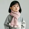 Bufanda de Otoño Invierno con Pompón Calentador de Cuello para Hombre Caliente Rojo Color Sólido Año Nuevo Bufanda Infantil de Niña Tejida de Lana Bebé