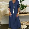 Vestido Jeans Feminino Plus Size 2024 Amazon Europeu e Americano Aliexpress Wish Exportação Cor Lisa Vestido Plus Size