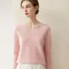 Nuevo suéter 100% cachemira pura para mujer, prenda de una sola pieza sin costuras con cuello en V, suéter de cachemira simple y versátil para usar en capas