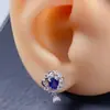 Aretes Transfronterizos de Zafiro Natural para Mujer, Accesorios de Nicho de Alta Gama, Joyería de Plata 925, Tamaño 4*5, Venta Directa de Fábrica