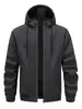 Chaqueta de trabajo con capucha para hombre para primavera y otoño, color liso, simple, corte holgado, prenda exterior casual y versátil para hombres jóvenes y de mediana edad