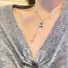 Suave Azul Estrelado Açúcar Zircon Tassel Y-shaped Clavicle Chain Cyber Popular Mulheres Luz Luxo Quatro estrelas Mans Sweater Clavicle Chain
