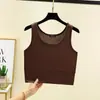 Colete Curto de Modal para Primavera e Verão Wrap Gola Redonda Ombligo Camisa Base Distinta Moda Versátil Top Feminino Costas
