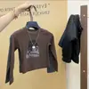 Ropa de Niña para Primavera y Otoño Camiseta Bebé Elegante Personalidad Infantil Tendencia Estilo Europeo y Americano Estampada Street Dance Corte Ajustado Camiseta Base Corta