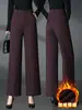 2058 Pantalones de Mujer de Media Edad con Estampado de Terciopelo Pantalones Casuales de Mujer Pantalones de Pierna Ancha Tallas Grandes para Mujer con Forro de Terciopelo Grueso Pantalones de Traje Formal Pantalones Largos