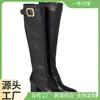 Taobao Douyin Xiaohongshu Distribuição Fornecimento Botas de Cano Alto com Salto Grosso para Mulheres 3646 Fornecimento Direto da Fábrica