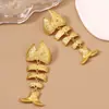 Joias europeias e americanas retrô Brincos dourados vazados de espinha de peixe moda versátil luxo leve Amazon mais vendidos brincos