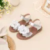 Sandálias Estilo Princesa para Meninas Malha Flor com Strass Velcro Outdoor Banquete Solado Macio Antiderrapante Sapatos para Meninas