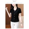 Camiseta Feminina de Manga Curta com Gola Polo de Algodão Canelado de Contagem 40 Verão Nova Top de Linha Estilosa Camisa Estilo Europeu